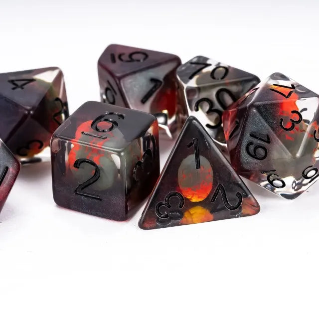 DND Würfelset „Dinosaurier Ei“ Resin Polyeder Würfel 7 teilig für Dungeons and Dragons und RPG