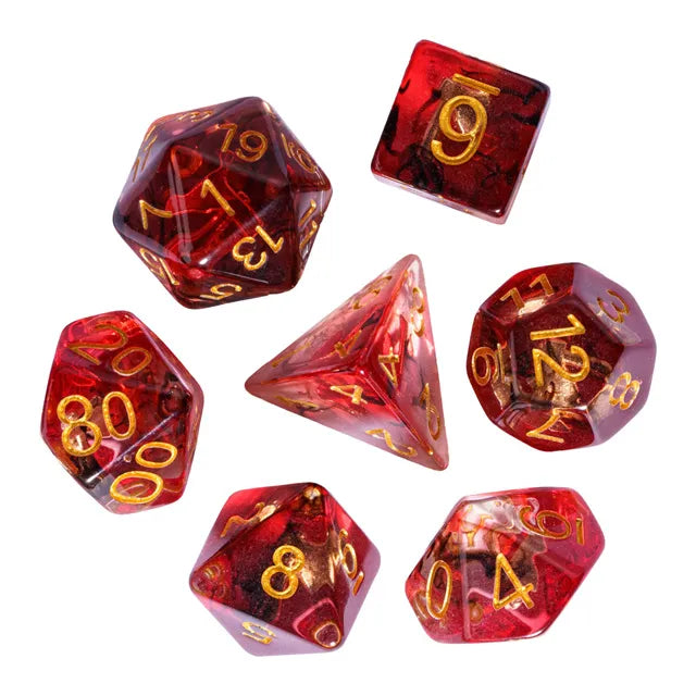 DND Würfelset „Klassenwürfel“ Resin Polyeder Würfel 7 teilig mit Klassenlogo