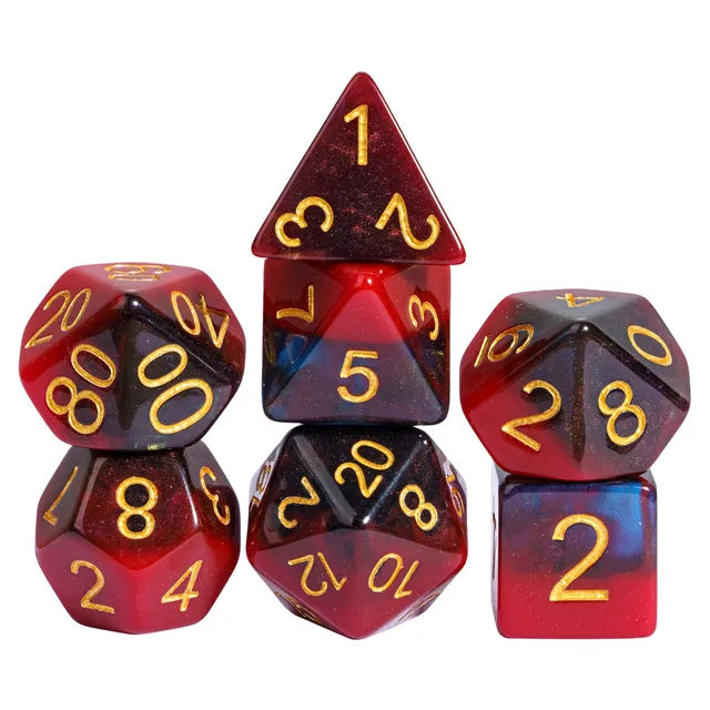 DND Würfelset „Zweifarben Glitzer“ Polyeder Würfel für Dungeons and Dragons und RPG