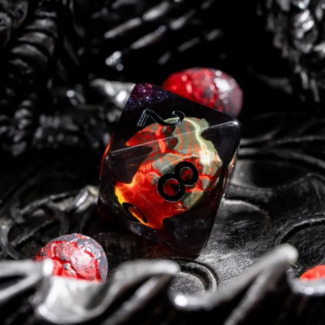 DND Würfelset „Dinosaurier Ei“ Resin Polyeder Würfel 7 teilig für Dungeons and Dragons und RPG