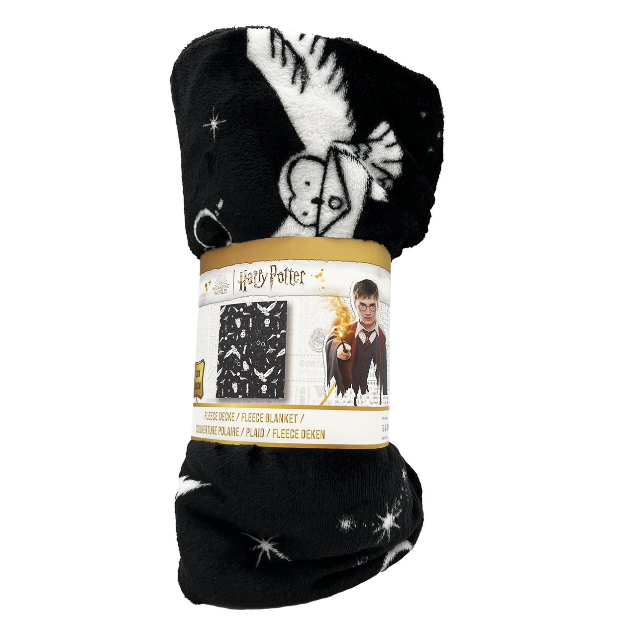 Harry Potter - Fleecedecke Supersoft - schwarz/weiß - 130x150 cm