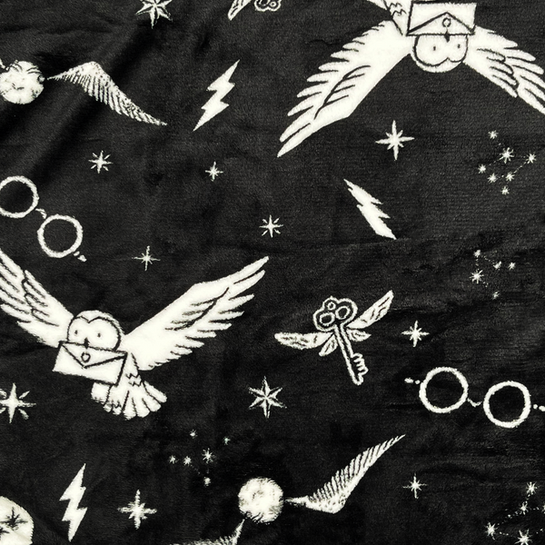 Harry Potter - Fleecedecke Supersoft - schwarz/weiß - 130x150 cm