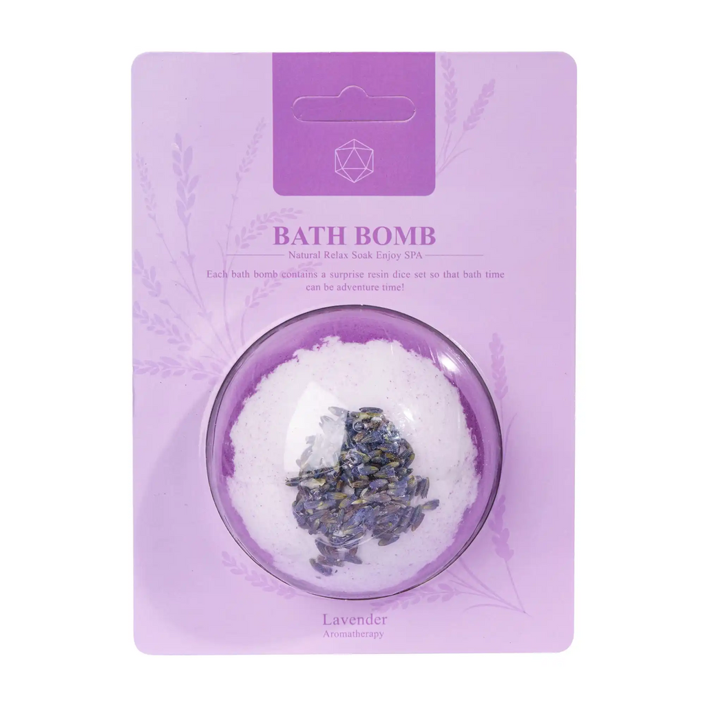 Lavendel Badebombe mit Überraschungs W20 Würfelset - Fantasy Scents