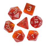 DND Würfelset „Galaxy“ Resin Polyeder Würfel 7 teilig Corner Cut mit Glitter Effekt