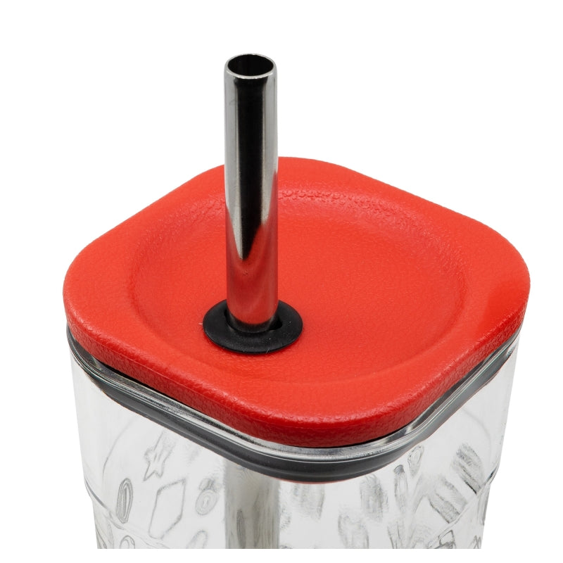 Super Mario - Powerpilz - Trinkbecher mit Edelstahl Strohhalm