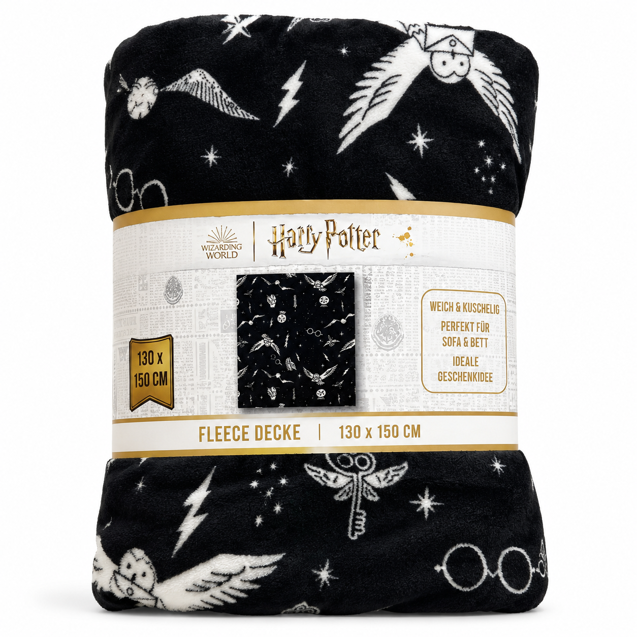Harry Potter - Supersoft Fleece Blanket - black/white - 130x150 cm