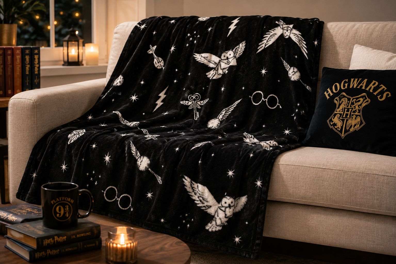 Harry Potter - Supersoft Fleece Blanket - black/white - 130x150 cm