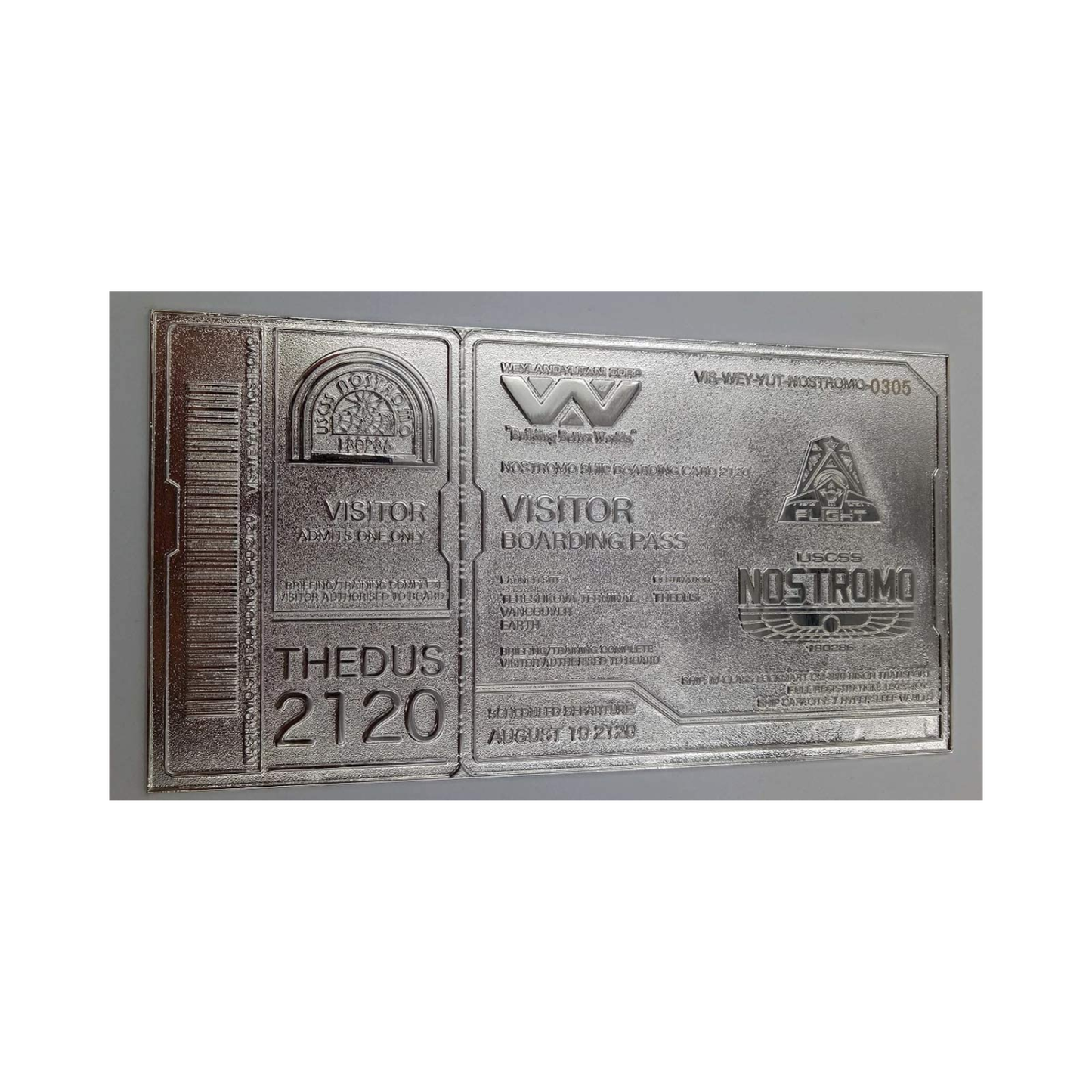 Alien - Alien-Limited Edition Boarding Ticket versilbert - Replik