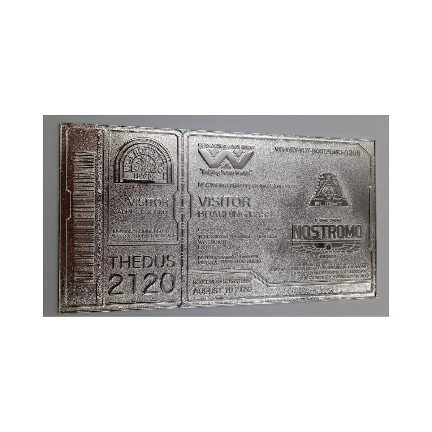 Alien - Alien-Limited Edition Boarding Ticket versilbert - Replik