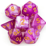 DND Würfelset „Color Mixed Glitter“ Polyeder Acryl Würfel 7 teilig mit Goldzahlen
