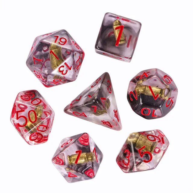 Resin Würfelset „Bullet“ Polyeder Würfel 7 teilig für Pen and Paper RPG