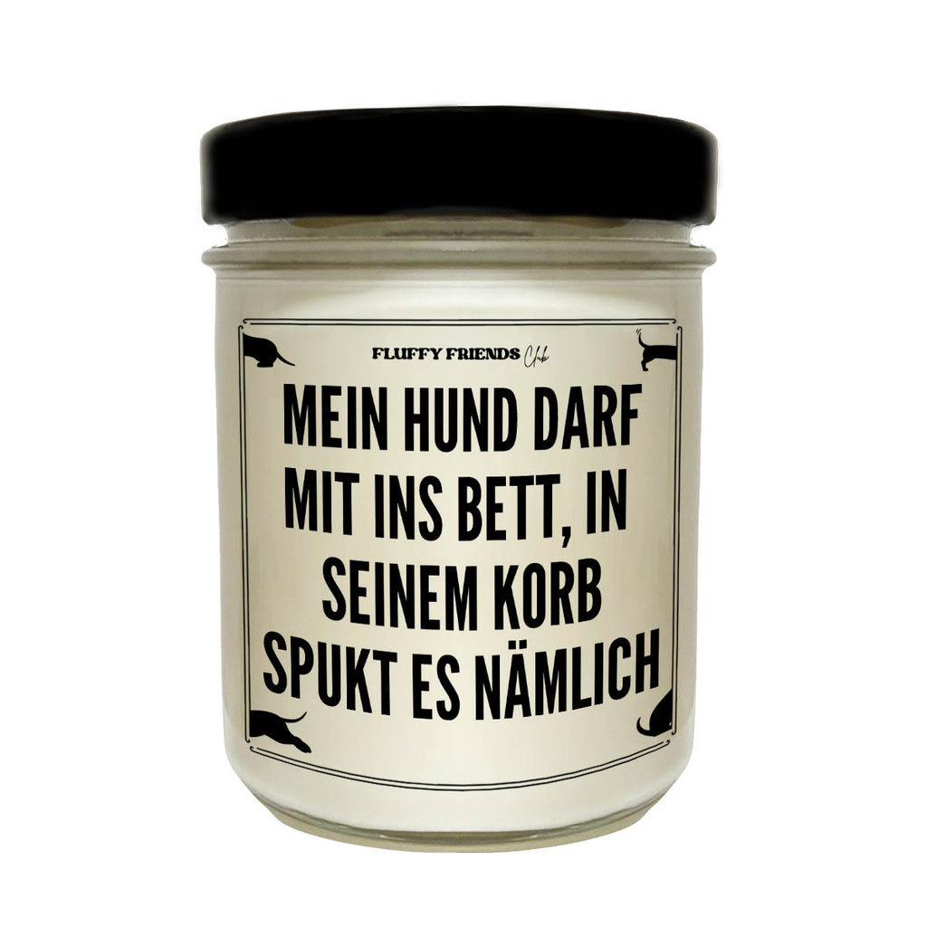 Mein Hund darf mit ins Bett | Duftkerze | Fluffy Friends Club
