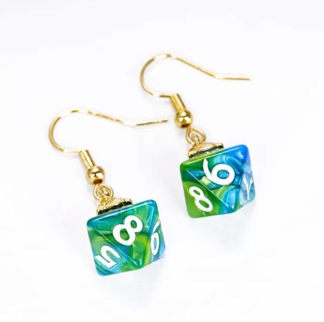 Ohrringe mit W8 Würfel Anhänger Gold