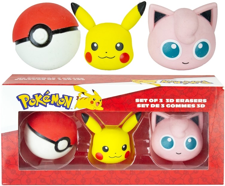 Pokemon 3D Radiergummi 3-Pack (16,5x7,8x4,3cm)
