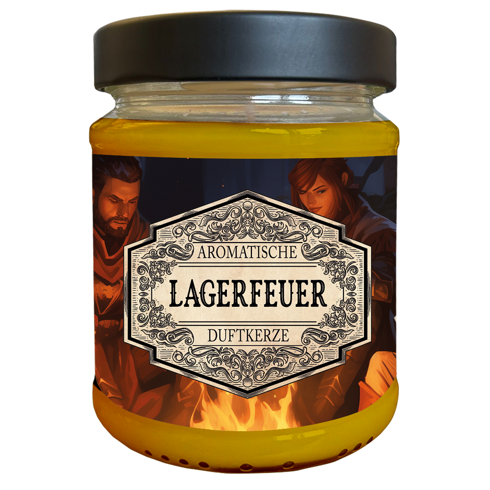 Duftkerze Lagerfeuer mit Überraschungswürfel - Fantasy Scents