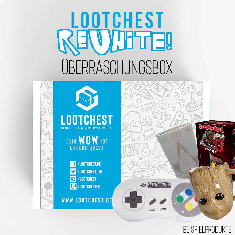 Lootchest Reunite Überraschungsbox, Fanartikel Merchandise Mystery Box, Geschenk für Nerds