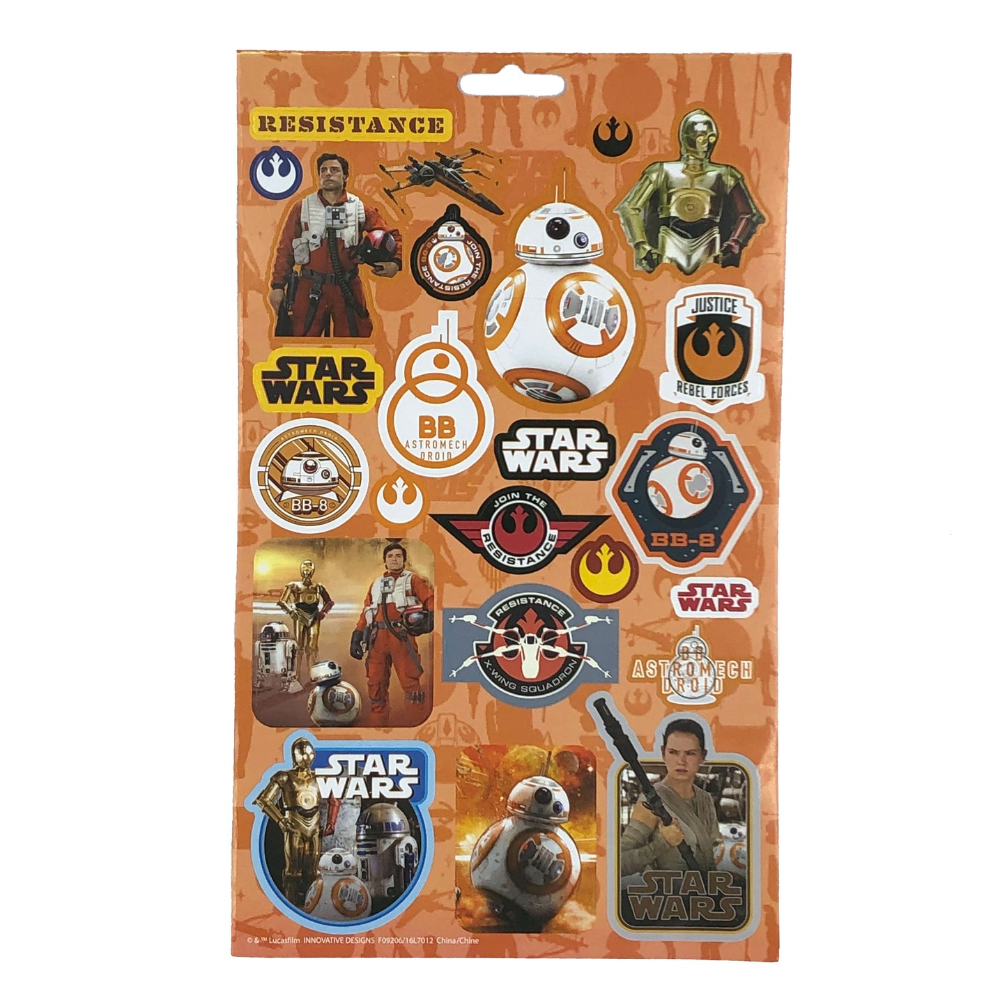 Coole Aufkleber mit Motiven von Rey, Kylo Ren, BB-8 und den Imperiallen Stormtroopern aus der letzten Trilogie der Star Wars Reihe.