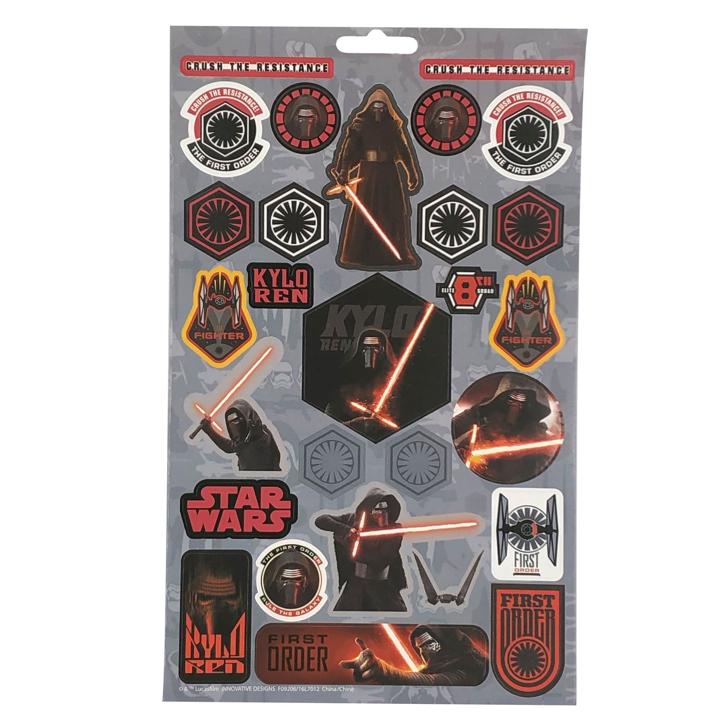 Coole Aufkleber mit Motiven von Rey, Kylo Ren, BB-8 und den Imperiallen Stormtroopern aus der letzten Trilogie der Star Wars Reihe.