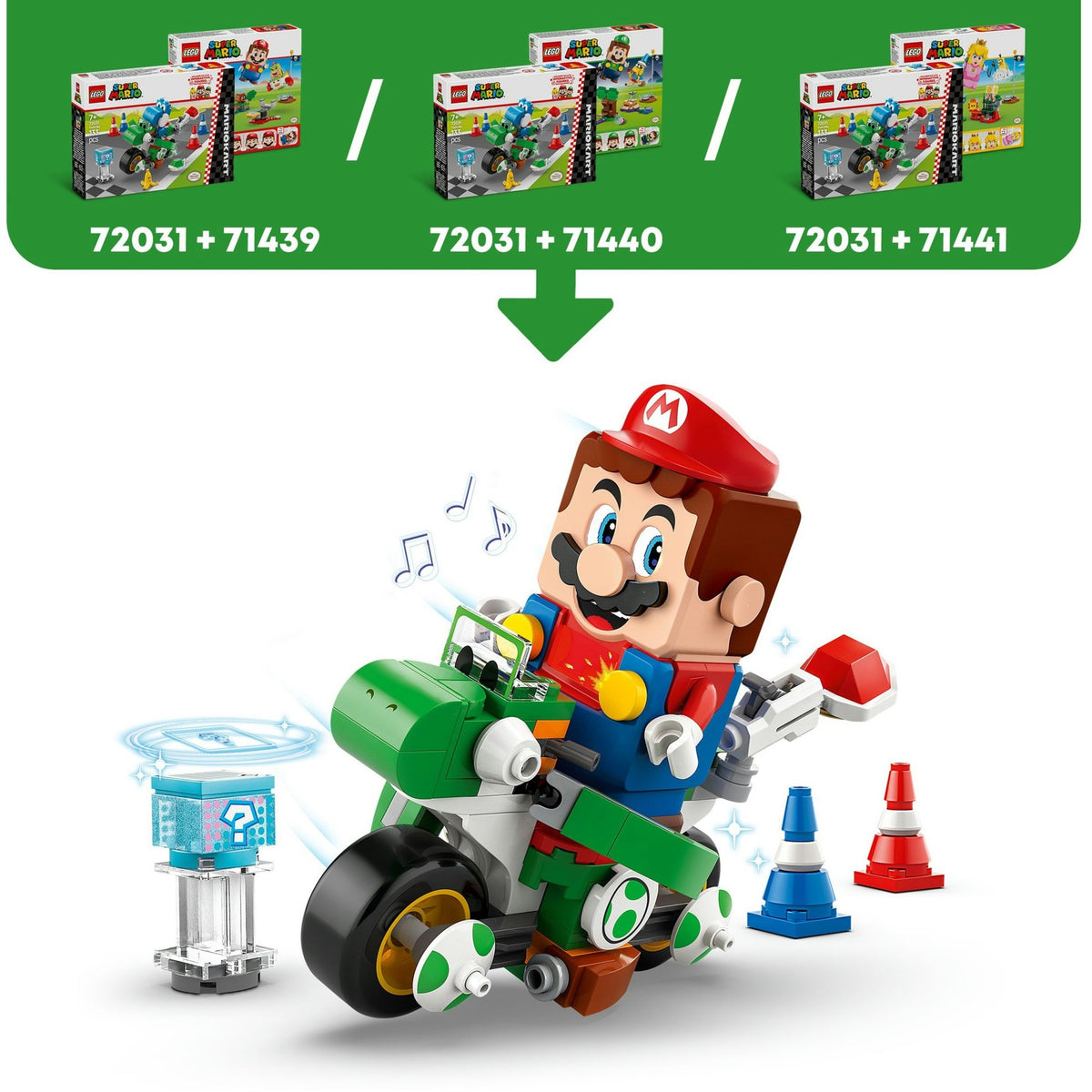 72031 Super Mario - Mario Kart: Yoshi-Bike, Konstruktionsspielzeug
