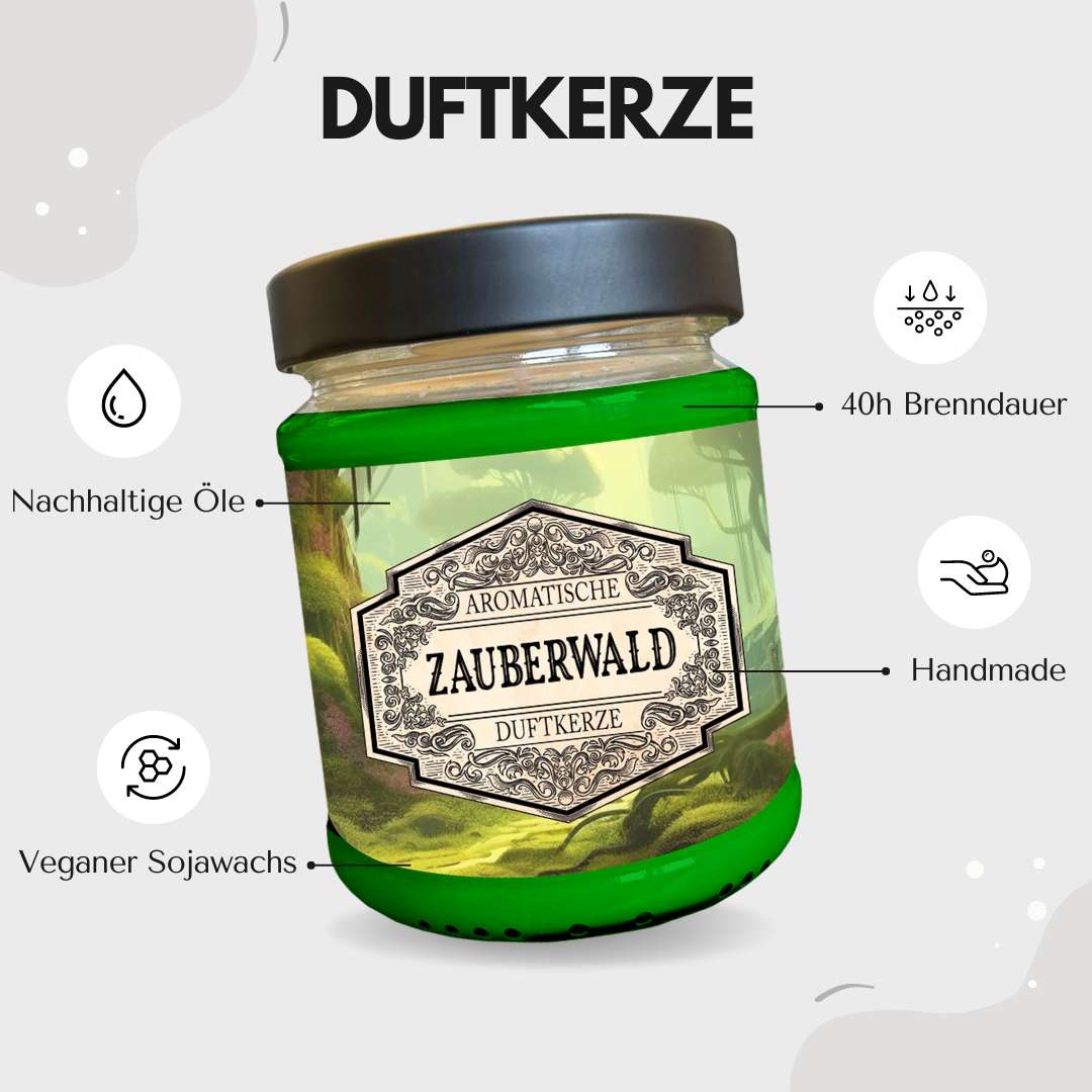 Duftkerze Zauberwald mit Überraschungswürfel